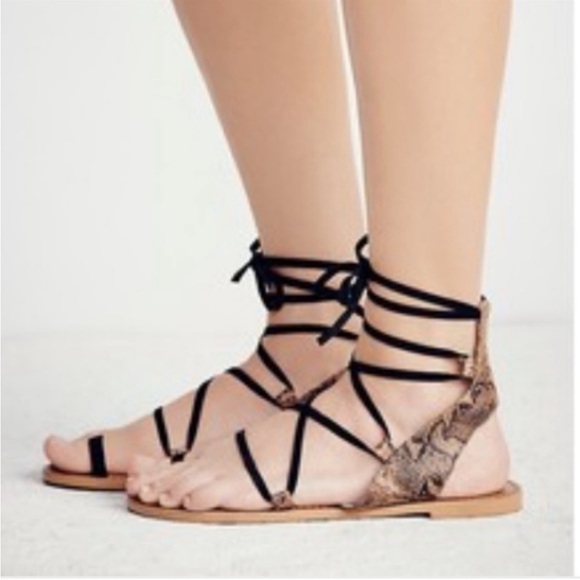 Free People x Faryl Robin Snake Maddox Gladiator Vegan Leather Lace Up Sandals - Picture 9 of 9